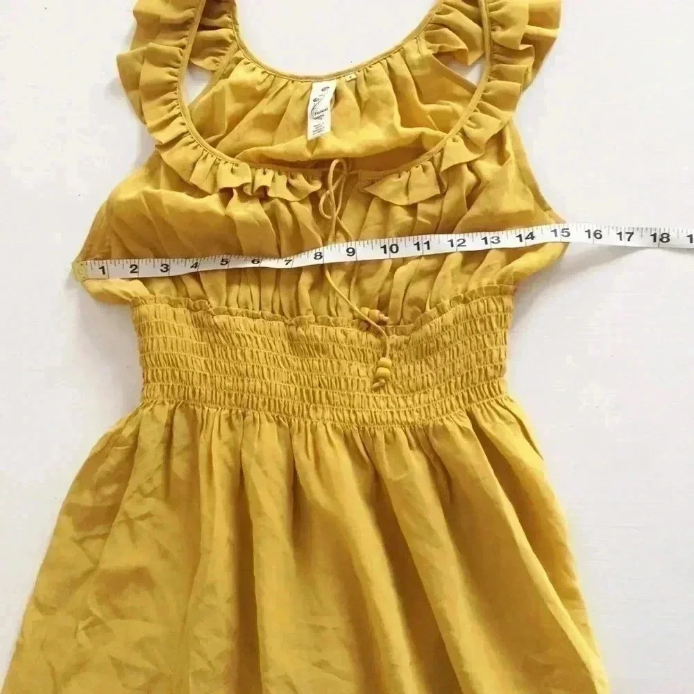 Anthropologie Floreat Mustard Yellow Silk Dress - Picture 3 of 6